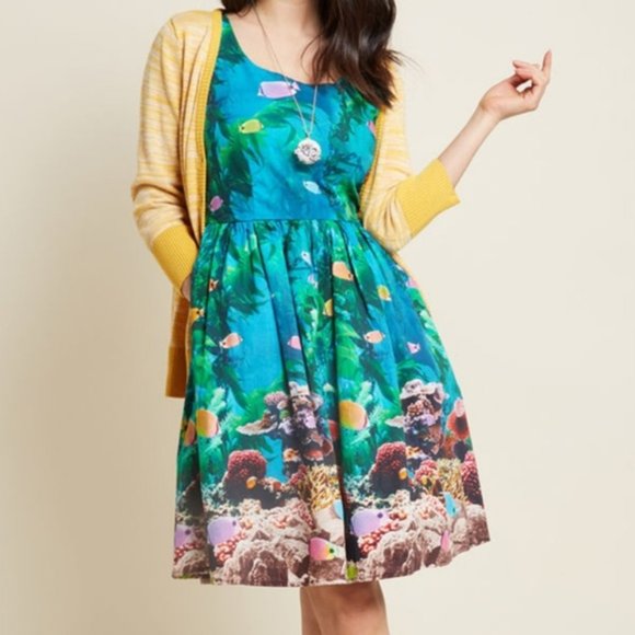 Modcloth Dresses & Skirts - NWOT ModCloth Aquarium Fish Dress XS